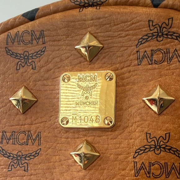 MCM Cognac Backpack with Gold and Black Studs - Picture 2 of 10